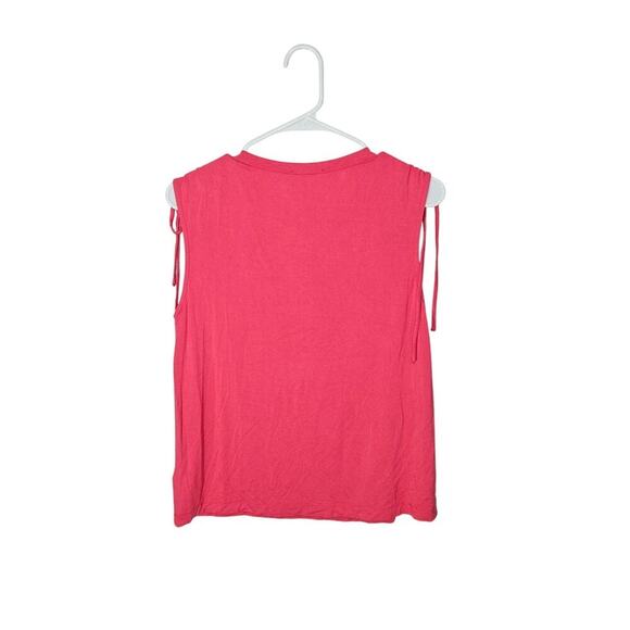 Evereve Sleeveless Tie Shoulder Crew Neck Stretchy Shirt Size Medium - Picture 2 of 5